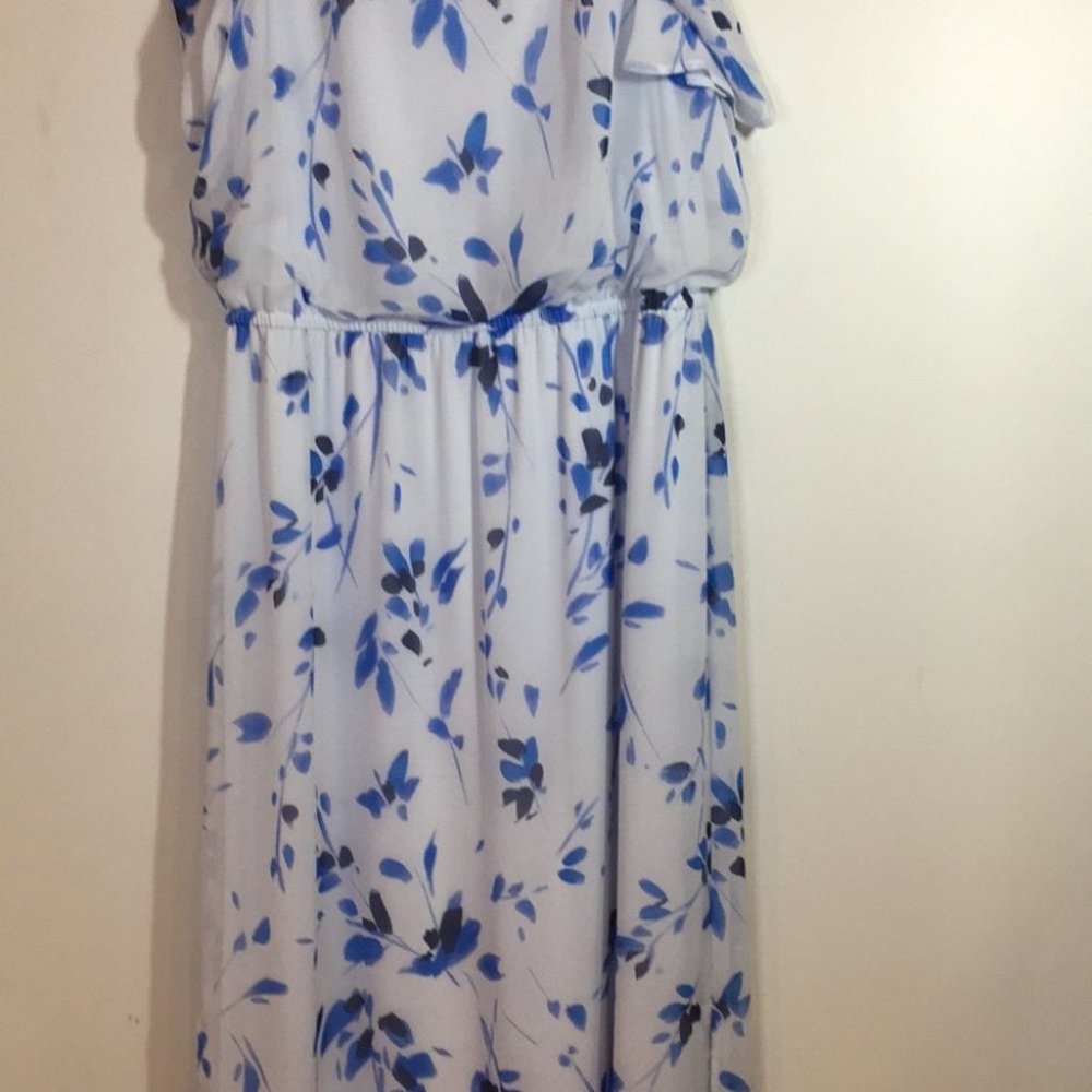 Nine West floral womens front slit dress half sleeve size 10 elastic waist NWOT - Picture 5 of 8